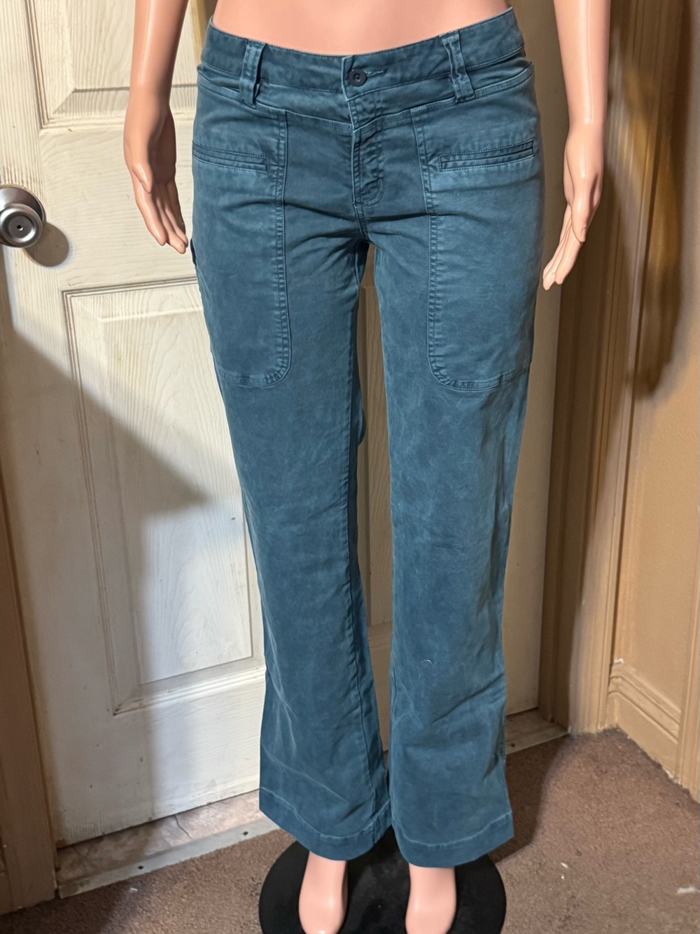 Women's Teal Utility Wide-Leg Pants M